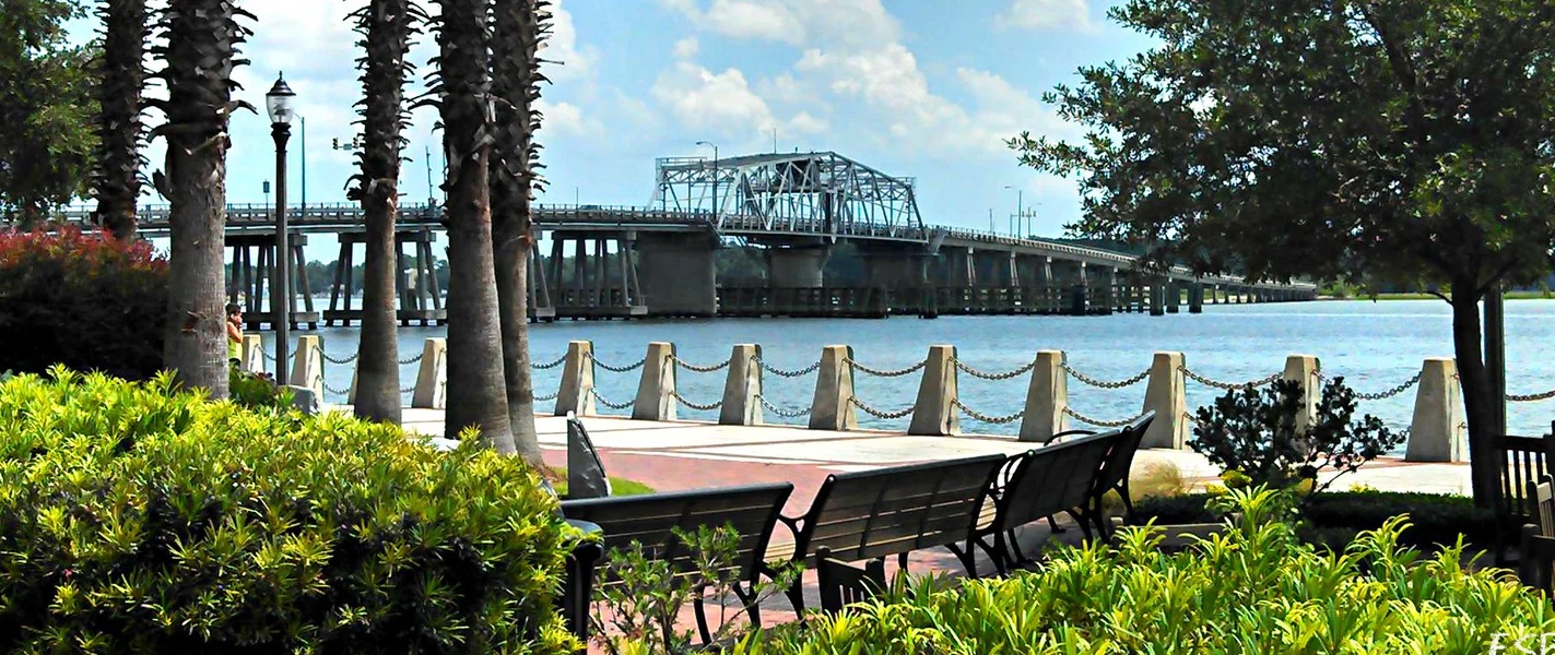 Beaufort Waterfront Park and the Woods Memorial Bridge, Beaufort, SC
